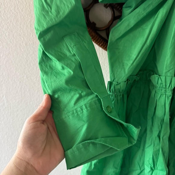 Jason Wu Cutout Waist Long Sleeve Deep Plunge Green Dress Size Small - Picture 3 of 8